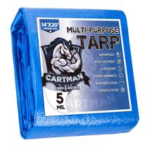 Lona de poliéster CARTMAN Blue 4,27 x 6,10 m 0,13 mm de espessura para acampar Lona de poliéster CARTMAN Blue 4,27 x 6,10 m 0,13 mm de espessura para acampar