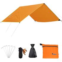 Lona de Suelo Azarxis para Tienda, Manta Protectora de Camping, Color Naranja, Talla M