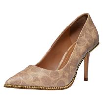 Lona feminina revestida bronzeada Pump Coach Samantha, tamanho 5.5