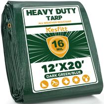 Lona Kesfitt Heavy Duty Waterproof de 3,7 x 6 m, 16 mm de espessura, verde/azul