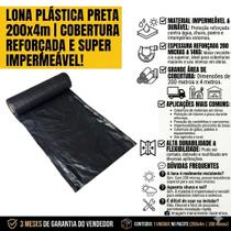 Lona Plástica 200 Micras 4x100m Preta 14kg Construção Reforma CELPAN