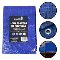 Lona plastica 6x4 24 metros quadrados 300 micras piscina chuva azul