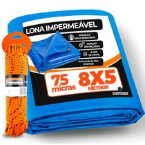 Lona Plástica 8x5 Metros Para Acampamentos E Toldos Cobertura Piscina + Corda