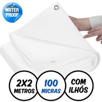 Lona Plástica Branca Transparente 2 x 2 Metros com Ilhós Reforçados 100 Micras
