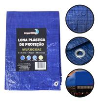 Lona Plástica De Polietileno 170g/m² 3x5 Metros Azul 300mm