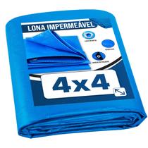 Lona Plástica de Proteção Cobertura Impermeável Azul 4x4 mts