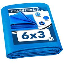 Lona Plástica de Proteção Cobertura Impermeável Azul 6x3 mts