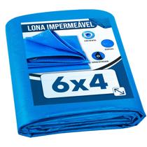 Lona Plástica de Proteção Cobertura Impermeável Azul 6x4 mts Lona Plástica de Proteção Cobertura Impermeável Azul 6x4 mts