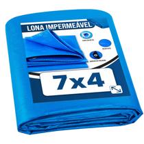 Lona Plástica de Proteção Cobertura Impermeável Azul 7x4 mts