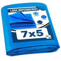 Lona Plástica de Proteção Cobertura Impermeável Azul 7x5 mts