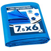 Lona Plástica de Proteção Impermeável Azul 7,5x6 mts com 02 CORDAS