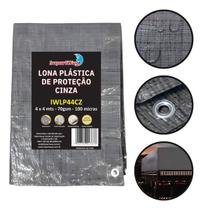 Lona Plástica Impermeável 4x4m Cinza C/ Ilhós Proteção UV Importway Lona Plástica Impermeável 4x4m Cinza C/ Ilhós Proteção UV Importway