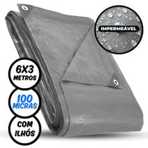 Lona Plástica Impermeável 6 x 3 Metros Cinza Multiuso Cinza