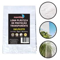 Lona Plástica Impermeável 6 x 3 Metros Transparente com Ilhós Reforçados