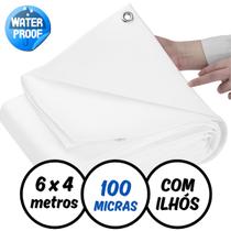 Lona Plástica Impermeável 6 x 4 Metros Branca Transparente 100 Micras