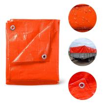 Lona Plástica Impermeável Laranja 5 x 3 Metros 70Gsm 100 Micras com Ilhós Reforçados