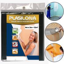 Lona Plástica Preta 4x3m Cobertura Proteção Pintura