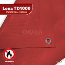 Lona TD1000 Vermelha 6x2 Metros Blackout Espessura 500 Micras Vinil Multiuso
