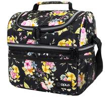Lonchera Térmica OPUX Floral Negra Aislada 12L para Mujeres y Niños