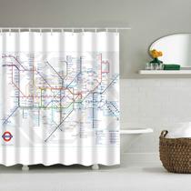 London Subway Subway Map Banheiro Impermeável Cortina de chuveiro de tecido conjunto 12 gancho 71 polegada - outro - 180 * 180cm