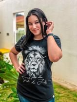 Long feminina "Leão da tribo de Judá" Chumbo M Long feminina "Leão da tribo de Judá" Chumbo M