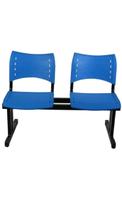 Longarina 2 lugares para recepção - sala de espera - igrejas - em polipropileno cor azul