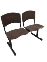 Longarina 2 lugares para recepção - sala de espera - igrejas - em polipropileno cor marrom