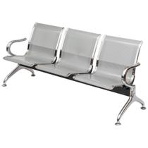 Longarina 3 Lugares Montreal Aço Cromado com Braços Externos Longarina 3 Lugares Montreal Aço Cromado com Braços Externos