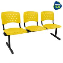 Longarina 3 lugares WP Plus De Plástico Polipropileno LG flex Reforçada Amarela Longarina 3 lugares WP Plus De Plástico Polipropileno LG flex Reforçada Amarela