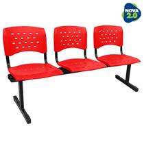 Longarina 3 lugares WP Plus De Plástico Polipropileno LG flex Reforçada Vermelha Longarina 3 lugares WP Plus De Plástico Polipropileno LG flex Reforçada Vermelha