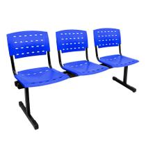 Longarina 3 Lugares Wp Plus Polipropileno Reforçada Azul - Lg Flex Cadeiras
