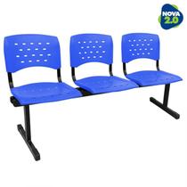 Longarina 3 Lugares Wp Plus Polipropileno Reforçada Azul Longarina 3 Lugares Wp Plus Polipropileno Reforçada Azul