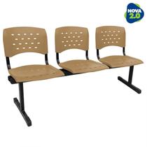 Longarina 3 Lugares Wp Plus Polipropileno Reforçada Bege Longarina 3 Lugares Wp Plus Polipropileno Reforçada Bege