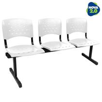 Longarina 3 Lugares Wp Plus Polipropileno Reforçada Branca Longarina 3 Lugares Wp Plus Polipropileno Reforçada Branca