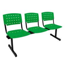 Longarina 3 Lugares Wp Plus Polipropileno Reforçada Verde - Lg Flex Cadeiras