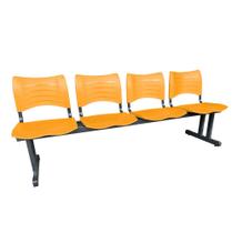 Longarina 4 Lugares Iso Plástica Coluna Dupla Cadeira P/ Sala Espera Atendimento Consultório Laranja Longarina 4 Lugares Iso Plástica Coluna Dupla Cadeira P/ Sala Espera Atendimento Consultório Laranja