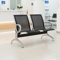 Longarina Aeroporto Sem Estofado Preto 2 Lugares - MAK DECOR