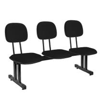 Longarina Cadeira 3 Lugares Secretaria Estofada Para Recepção Espera Auditório Preta Longarina Cadeira 3 Lugares Secretaria Estofada Para Recepção Espera Auditório Preta