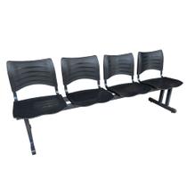 Longarina Cadeira 4 Lugares Iso Plástica Coluna Dupla Para Recepção Auditório Igreja Preta Longarina Cadeira 4 Lugares Iso Plástica Coluna Dupla Para Recepção Auditório Igreja Preta