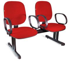 Longarina Diretor 2 Lugares Braços Tecido Vermelho