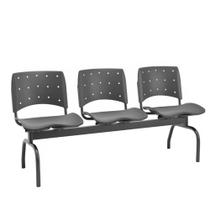 Longarina Ergoplax 3 Lugares Preto - Plaxmetal