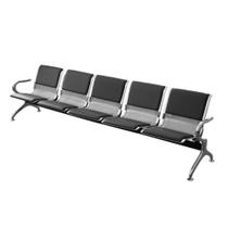 Longarina Estofada 5 Lugares Montreal Or Design 285 cm (larg) Aço Cromado com Braços Externos Longarina Estofada 5 Lugares Montreal Or Design 285 cm (larg) Aço Cromado com Braços Externos