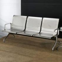 Longarina Inox 3 Lugares com Braço Esterno Cinza/Prata Rivatti Longarina Inox 3 Lugares com Braço Esterno Cinza/Prata Rivatti