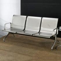 Longarina Inox 3 Lugares com Braço Esterno