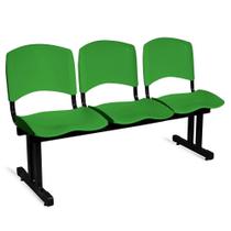 Longarina Plástica 3 Lugares A/E Verde Lara - Shop Cadeiras