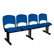Longarina Plástica 4 Lugares A/E Azul Lara - Shop Cadeiras