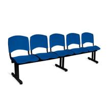 Longarina Plástica 5 Lugares A/E Azul Lara - Shop Cadeiras