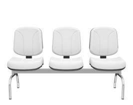 Longarina Riade Diretor 3 Lugares Assento e Encosto Cor Branco Base Metal Cromado - 68256 Longarina Riade Diretor 3 Lugares Assento e Encosto Cor Branco Base Metal Cromado - 68256
