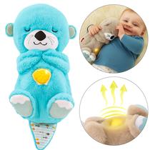 Lontra Pelúcia Fofinho Respira Dormir Para Bebê Com Luzes E Sons Linha Premium