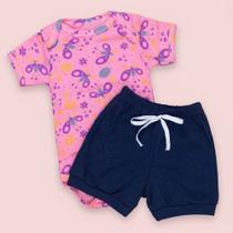 Look Bebê Menina Body Curto e Shorts 100% Algodão Look Bebê Menina Body Curto e Shorts 100% Algodão